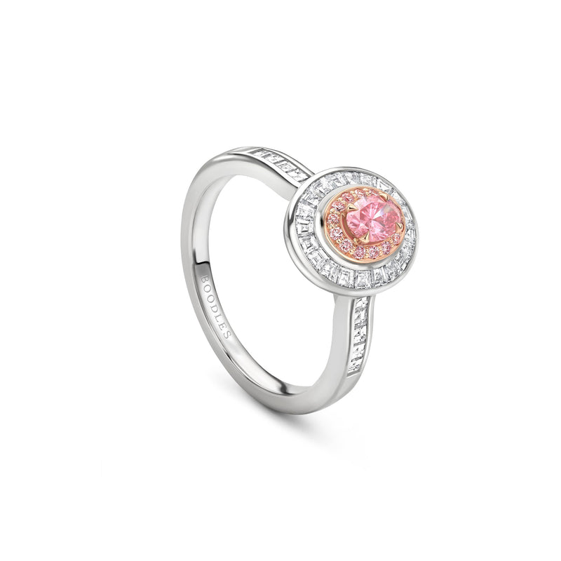 Vintage Oval Pink Diamond Platinum and Rose Gold Ring