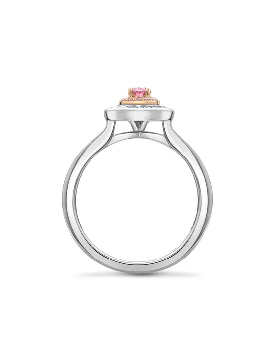 Vintage Oval Pink Diamond Platinum and Rose Gold Ring