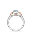 Vintage Pear Blue Diamond Platinum and Rose Gold Ring