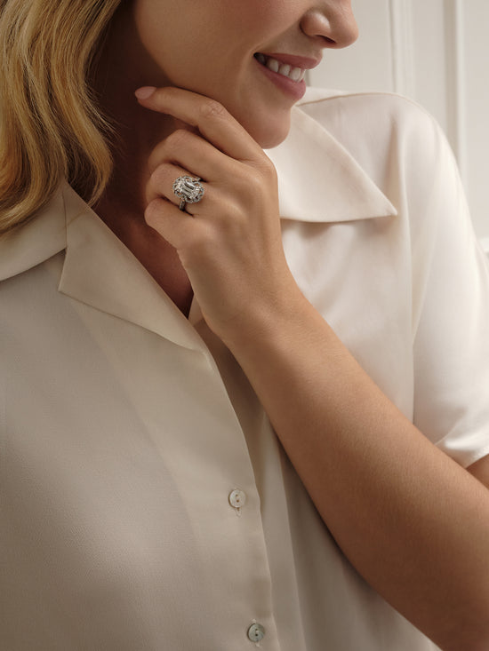Fifth Avenue Ashoka Diamond Platinum and Rose Gold Ring