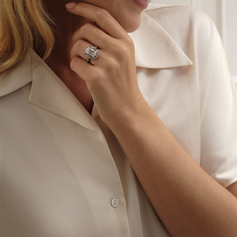 Fifth Avenue Ashoka Diamond Platinum and Rose Gold Ring