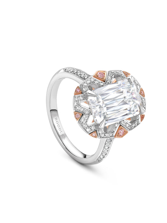 Fifth Avenue Ashoka Diamond Platinum and Rose Gold Ring
