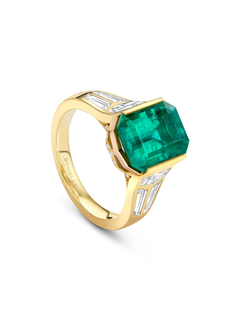 Classic Geometric Emerald Yellow Gold Ring
