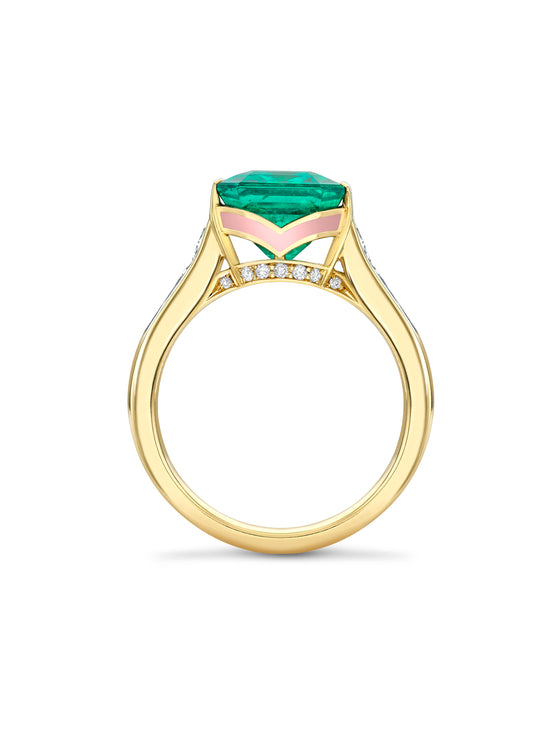Classic Geometric Emerald Yellow Gold Ring