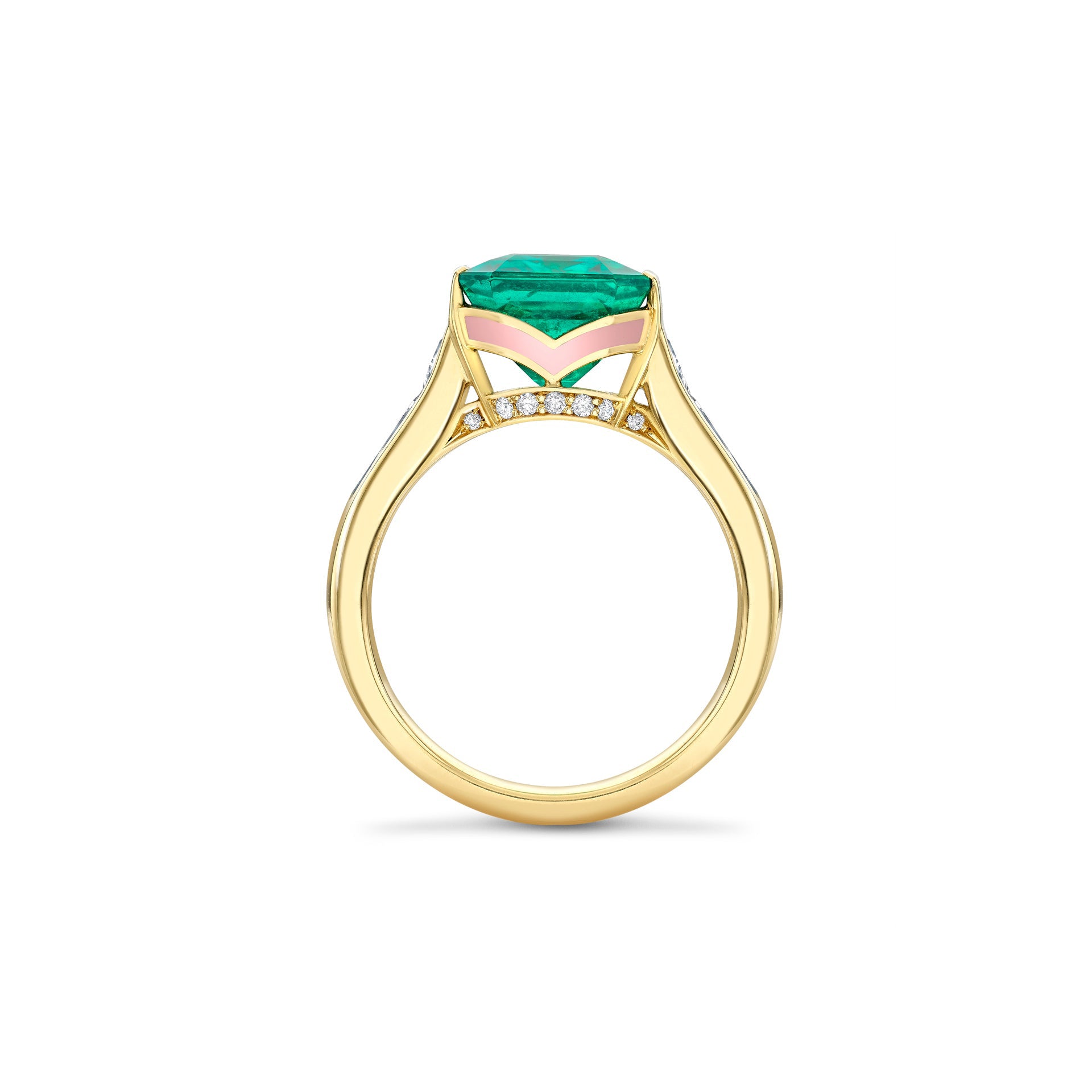 Classic Geometric Emerald Yellow Gold Ring