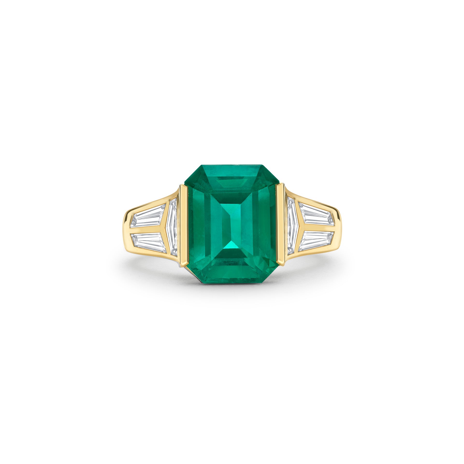 Classic Geometric Emerald Yellow Gold Ring