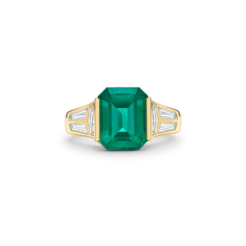 Classic Geometric Emerald Yellow Gold Ring
