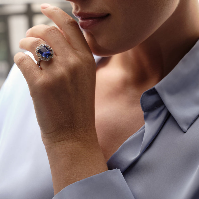 Fifth Avenue Oval Sapphire Platinum Ring