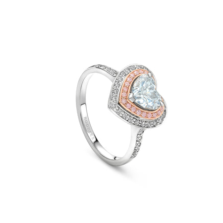 Vintage Heart Blue Diamond Platinum Ring