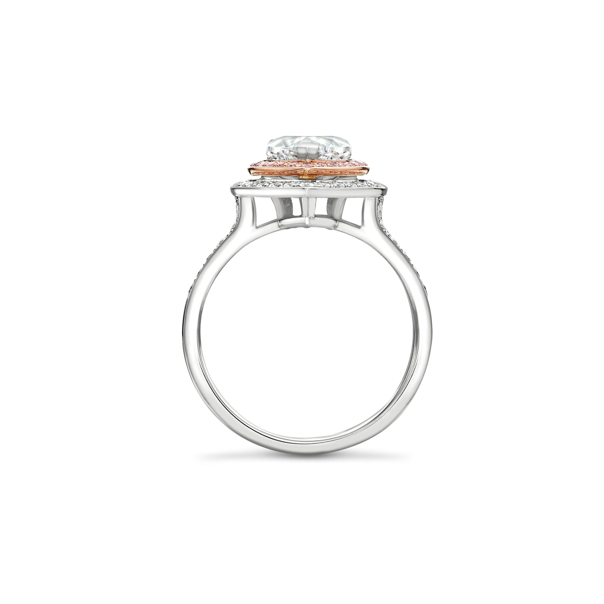 Vintage Heart Blue Diamond Platinum Ring