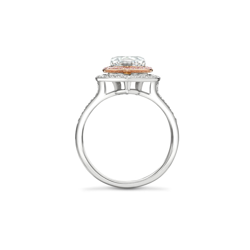 Vintage Heart Blue Diamond Platinum Ring