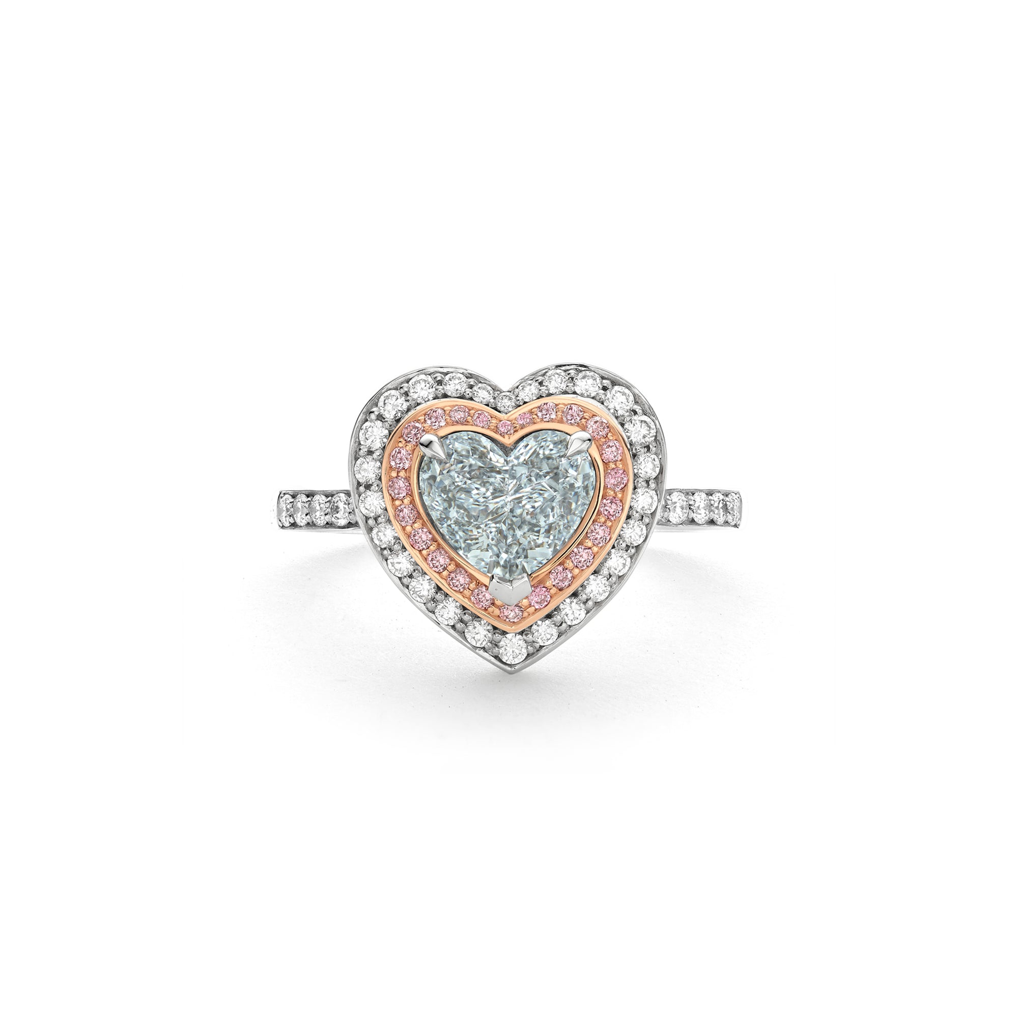 Vintage Heart Blue Diamond Platinum Ring