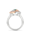 Pavilion Emerald and Pink Diamond Platinum Ring