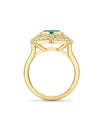 Pavilion Emerald and Diamond Yellow Gold Ring