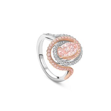 Monaco Oval Pink Diamond Platinum and Rose Gold Ring