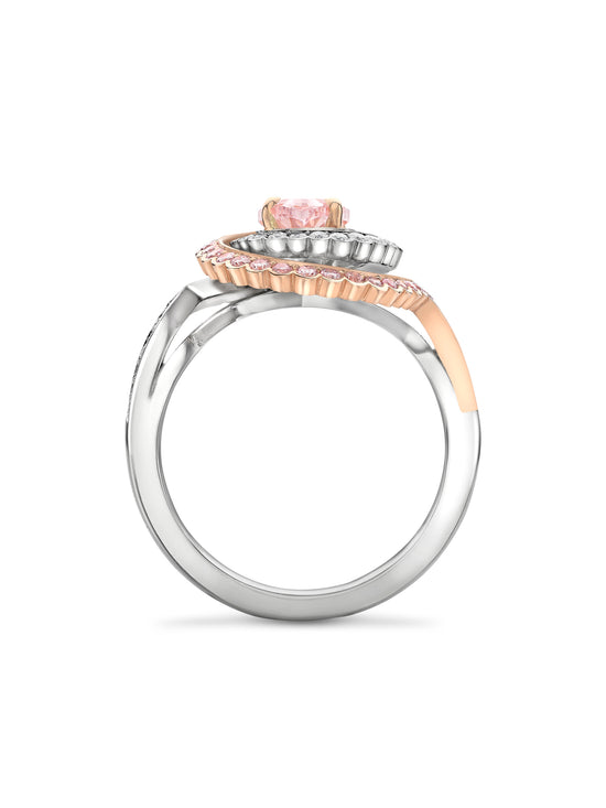 Monaco Oval Pink Diamond Platinum and Rose Gold Ring