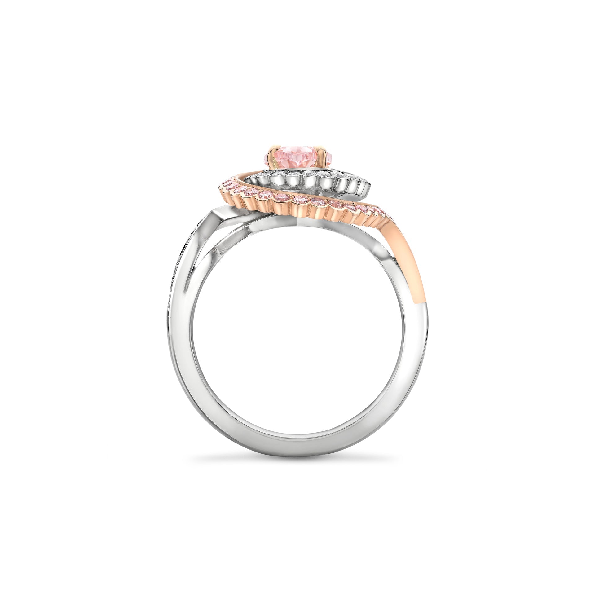 Monaco Oval Pink Diamond Platinum and Rose Gold Ring