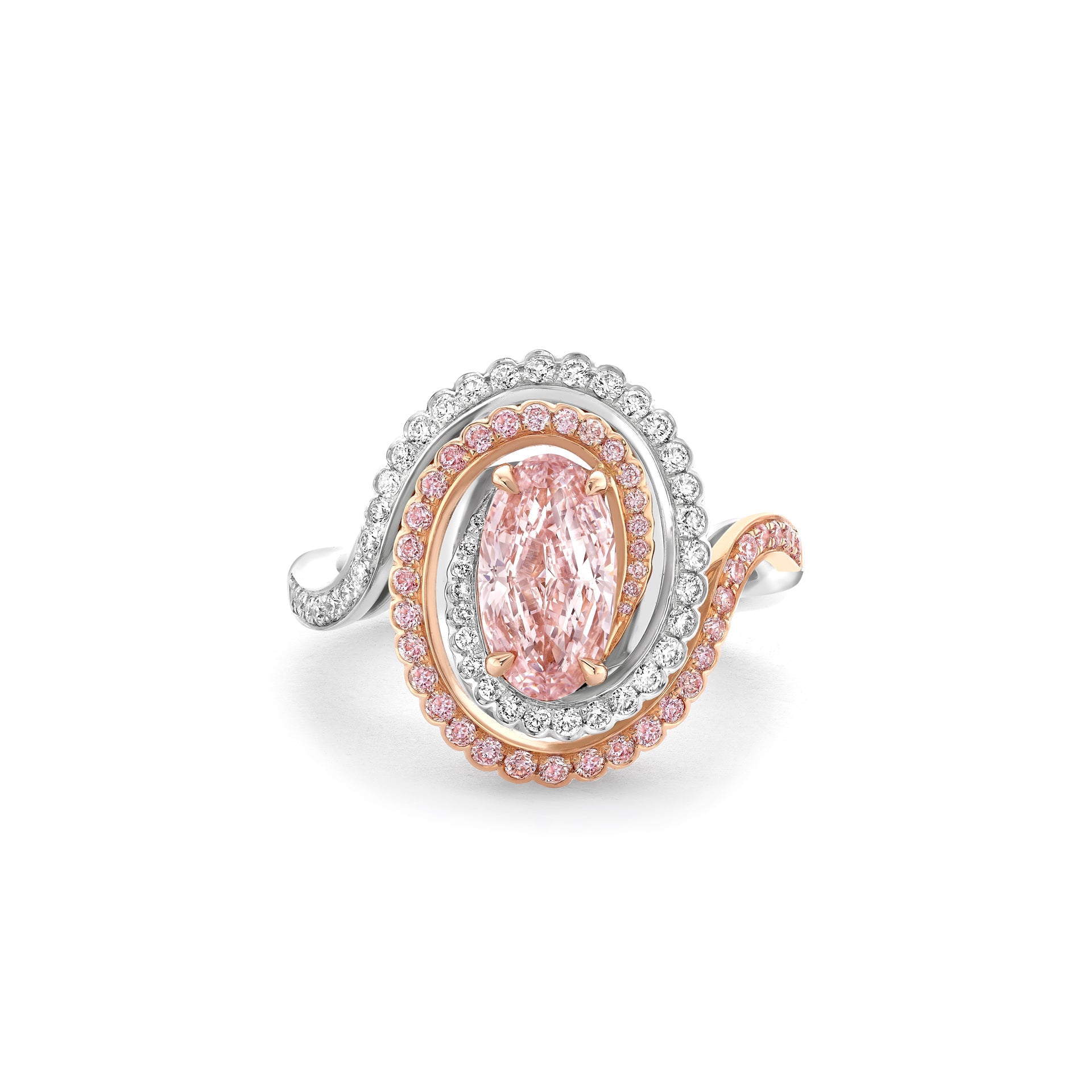 Monaco Oval Pink Diamond Platinum and Rose Gold Ring