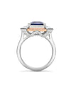 Vintage Octagonal Sapphire Platinum and Rose Gold Ring
