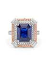 Vintage Octagonal Sapphire Platinum and Rose Gold Ring