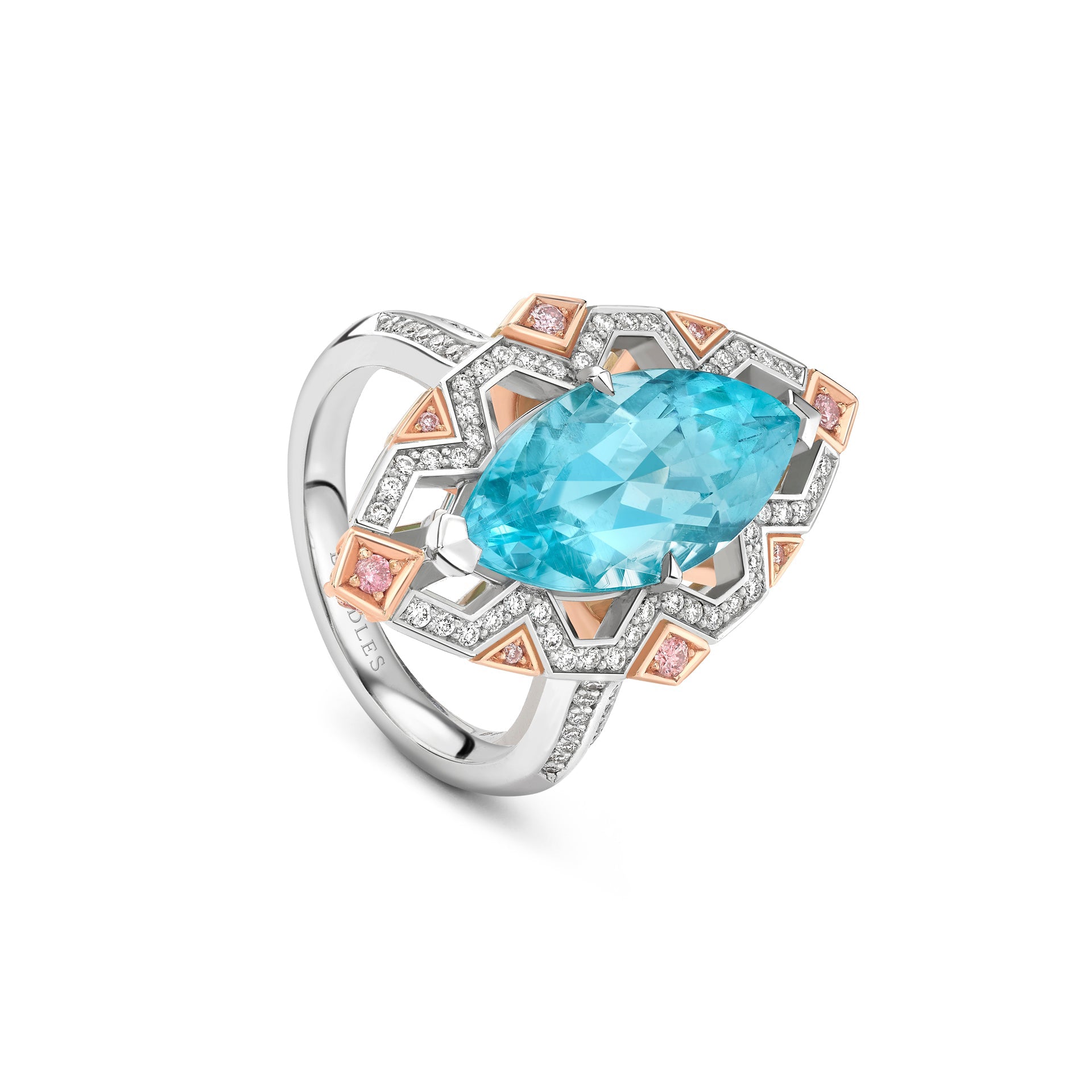 Fifth Avenue Marquise Paraiba and Pink Diamond Ring