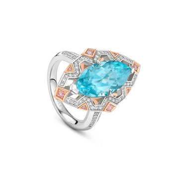 Fifth Avenue Marquise Paraiba and Pink Diamond Ring