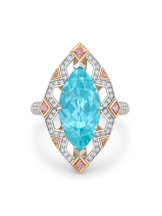 Fifth Avenue Marquise Paraiba and Pink Diamond Ring