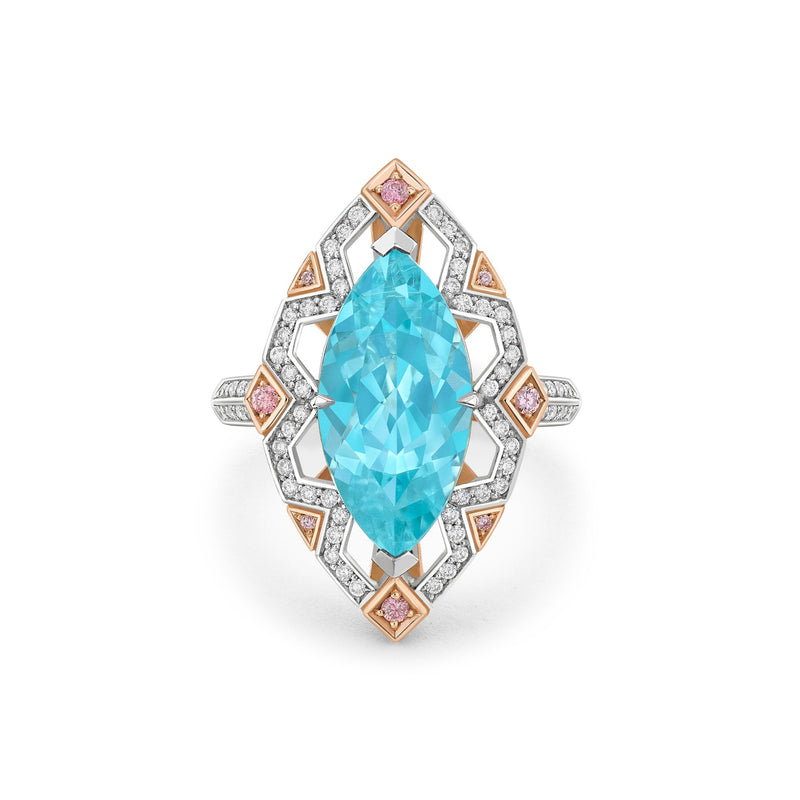 Fifth Avenue Marquise Paraiba and Pink Diamond Ring