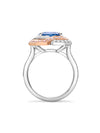 Pavilion Sapphire and Pink Diamond Platinum Ring