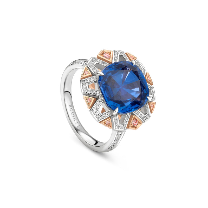 Fifth Avenue Cushion Sapphire Platinum Ring