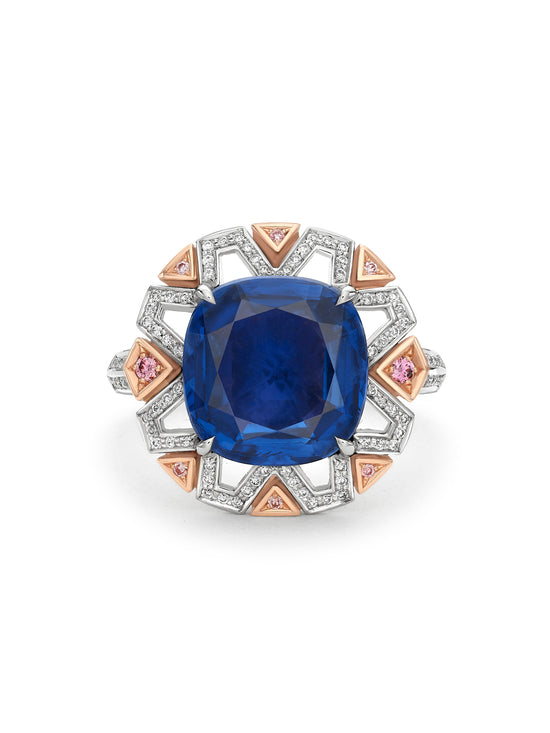 Fifth Avenue Cushion Sapphire Platinum Ring