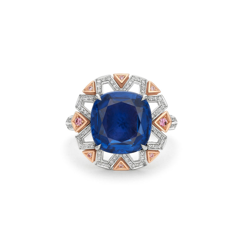 Fifth Avenue Cushion Sapphire Platinum Ring
