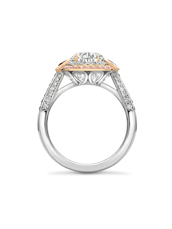 Vintage Pear Diamond Platinum and Rose Gold Ring
