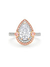 Vintage Pear Diamond Platinum and Rose Gold Ring