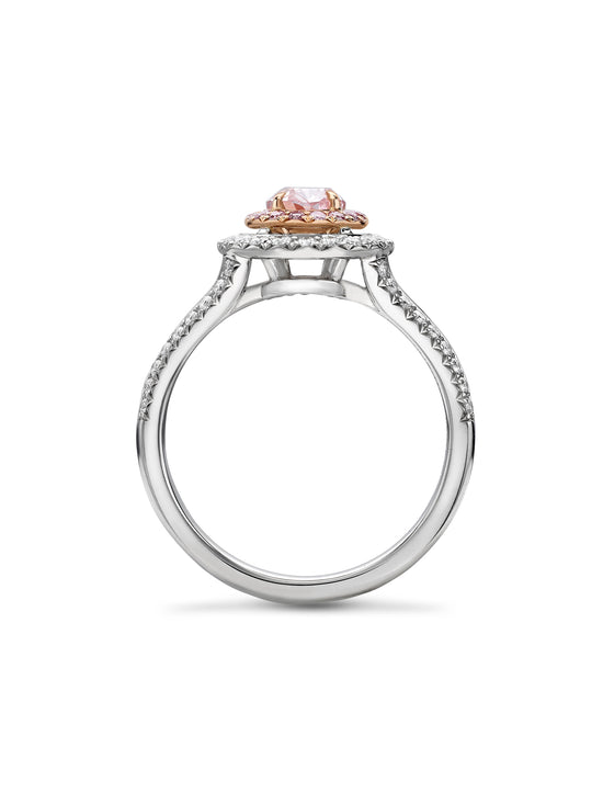 Vintage Oval Pink Diamond Platinum and Rose Gold Ring