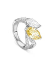 Gemini Yellow and White Diamond Platinum Ring
