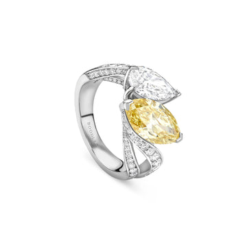 Gemini Yellow and White Diamond Platinum Ring