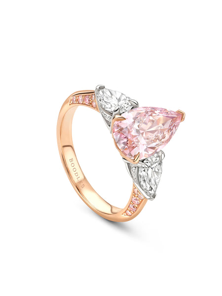 Petal Pear Pink Diamond Rose Gold Ring