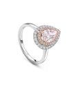 Vintage Pear Pink Diamond Platinum and Rose Gold Ring
