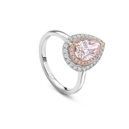 Vintage Pear Pink Diamond Platinum and Rose Gold Ring