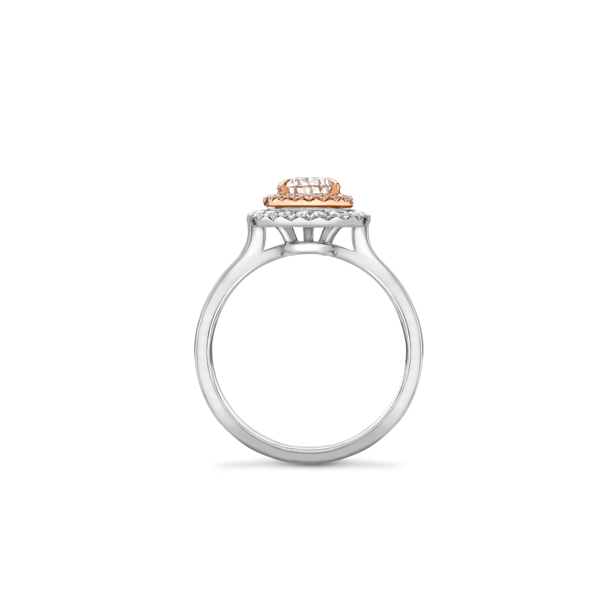 Vintage Pear Pink Diamond Platinum and Rose Gold Ring