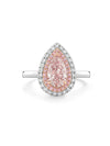 Vintage Pear Pink Diamond Platinum and Rose Gold Ring
