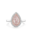 Vintage Pear Pink Diamond Platinum and Rose Gold Ring