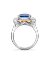 Vintage Cushion Sapphire Platinum and Rose Gold Ring