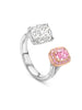 Gemini Cushion White and Pink Diamond Ring