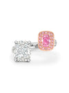 Gemini Cushion White and Pink Diamond Ring
