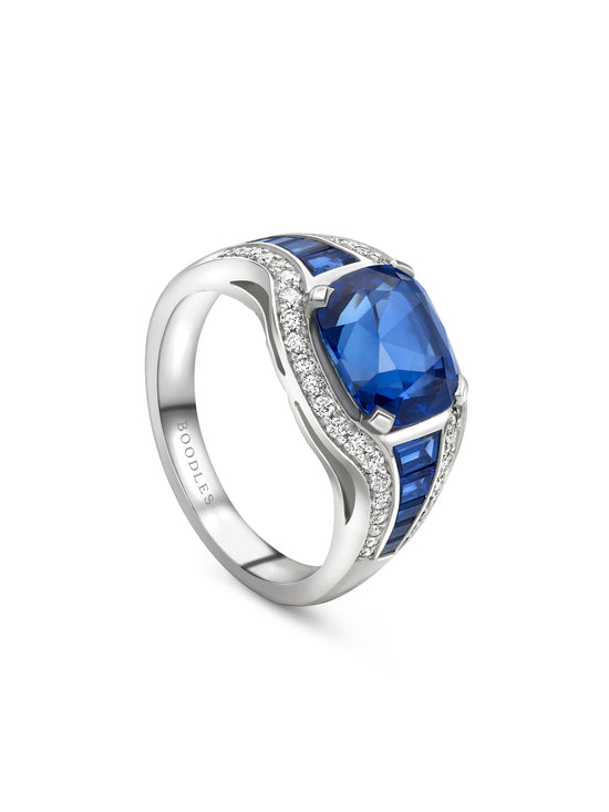 Paradox Cushion Blue Sapphire Platinum Ring