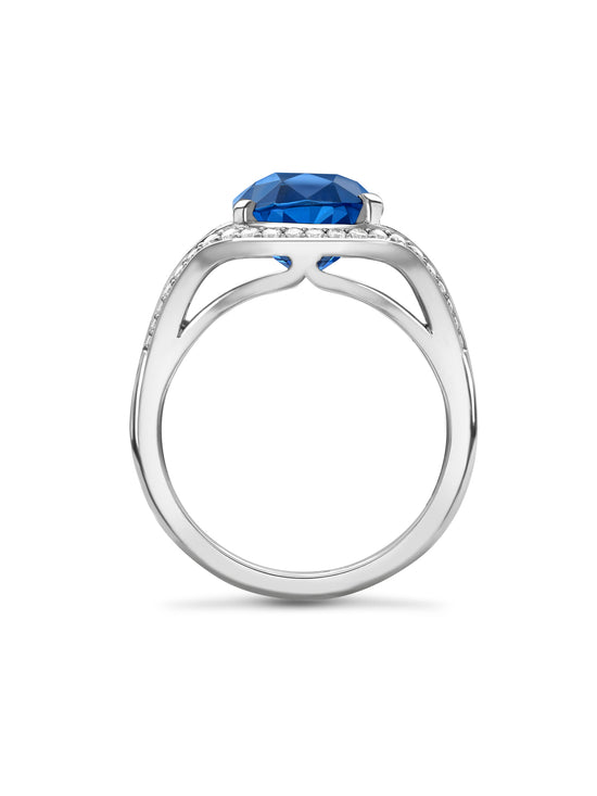 Paradox Cushion Blue Sapphire Platinum Ring