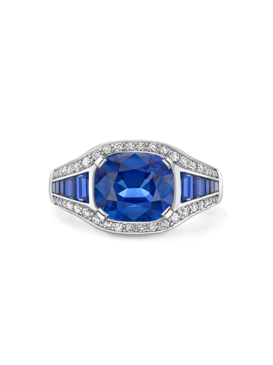 Paradox Cushion Blue Sapphire Platinum Ring