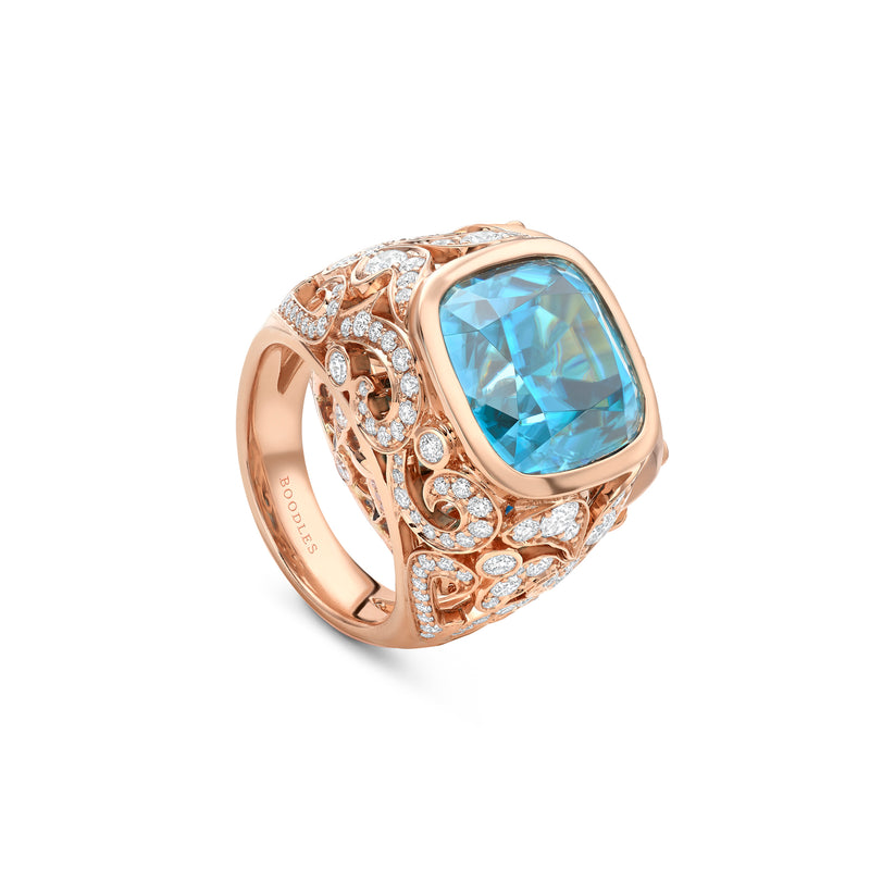 The Palace Collection Royal Damask Blue Zircon Ring